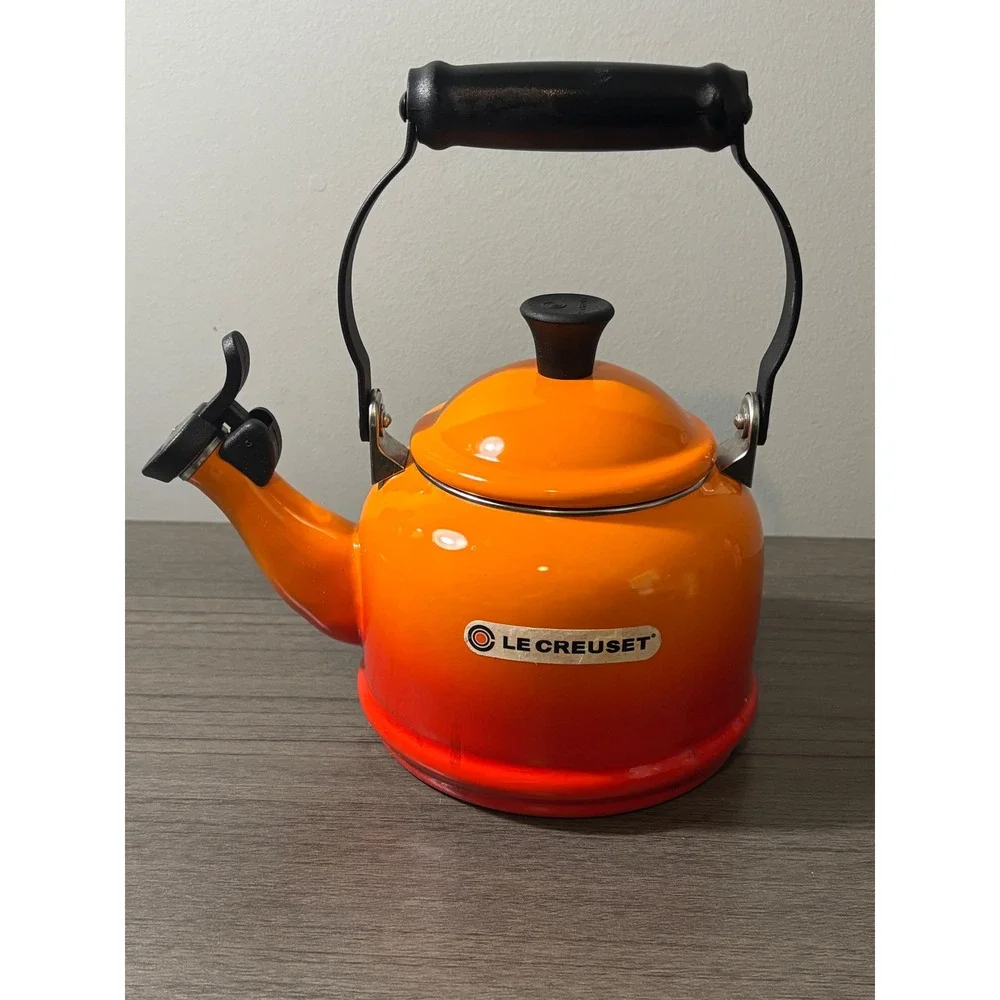 Le Creuset Enamel on Steel Whistling Tea Kettle 1.25 Quarts In Color Flame